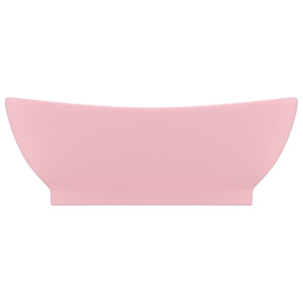 vidaXL Lavatório luxuoso oval 58,5x39 cm cerâmica rosa mate