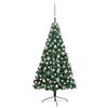 vidaXL Meia &aacute;rvore Natal artificial pr&eacute;-iluminada c/ bolas verde