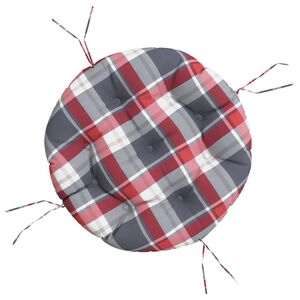 vidaXL Almofad&atilde;o redondo &Oslash; 60 x11 cm tecido oxford xadrez vermelho