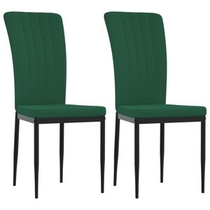 vidaXL Cadeiras de jantar 2 pcs veludo verde-escuro