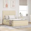 vidaXL Cama com arruma&ccedil;&atilde;o e colch&atilde;o Creme 140 x 190 cm Poli&eacute;ster