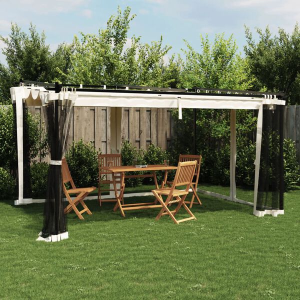 vidaXL Gazebo com paredes de malha 4x3 m a&ccedil;o creme