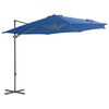 vidaXL Guarda-sol jardim cantilever com poste de a&ccedil;o 300 cm azul ciano