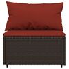 vidaXL 3 pcs conjunto lounge jardim c/ almofad&otilde;es vime PE castanho