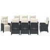 vidaXL Conjunto de Jantar para Jardim com almofada 9 pcs Preto vime PE