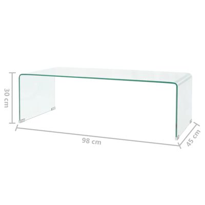 vidaXL Mesa de centro em vidro temperado 98x45x30cm transparente