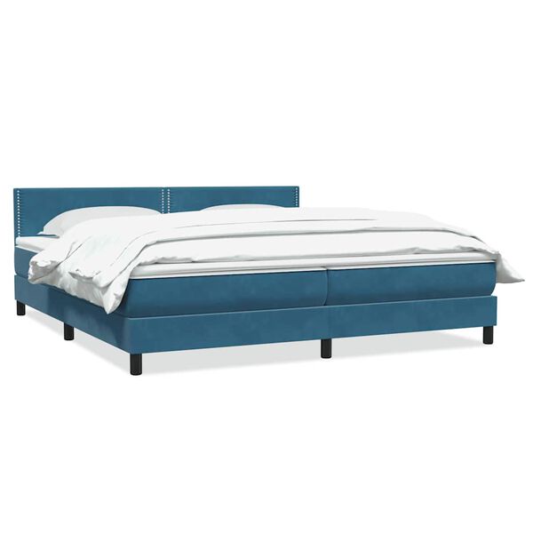 vidaXL Cama com molas/colch&atilde;o 180x210 cm veludo azul-escuro