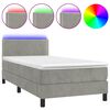 vidaXL Cama box spring c/ colchão/LED 80x200 cm veludo cinzento-claro