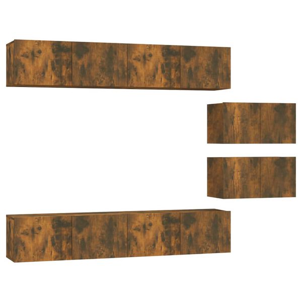 vidaXL Conjunto móveis de TV 6 pcs madeira processada carvalho fumado