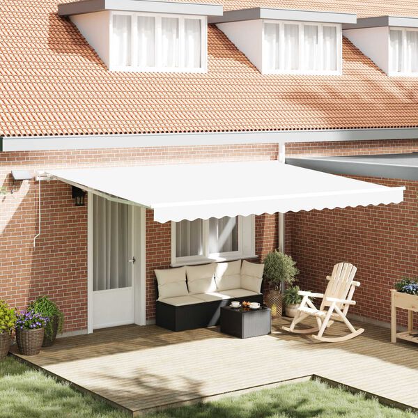 vidaXL Toldo Retrátil com Manual Branco 450 ×300 cm tecido