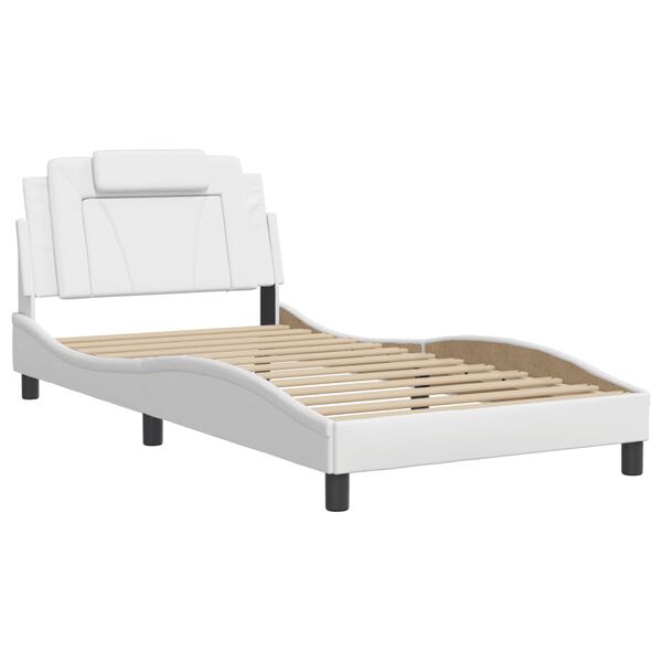 vidaXL Estrutura de cama Viana sem colch&atilde;o 100x200 cm couro artificial branco