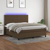 vidaXL Cama box spring c/ colch&atilde;o/LED 180x200cm tecido castanho-escuro
