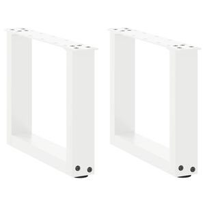 vidaXL P&eacute;s para mesa de centro em formato de U, 2 pe&ccedil;as, branco, 40x(30-31) cm, a&ccedil;o