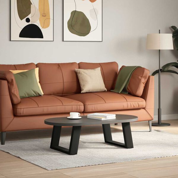 vidaXL P&eacute;s para mesa de centro em formato de U, 2 pe&ccedil;as, preto, 50x(30-31) cm, a&ccedil;o