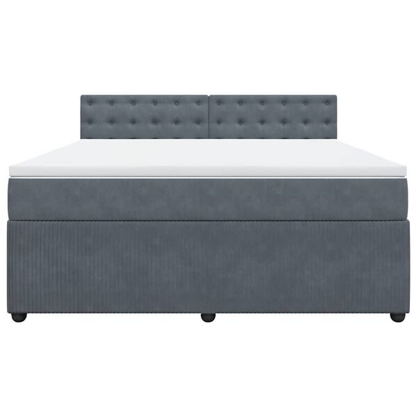 vidaXL Cama com molas/colch&atilde;o 180x200 cm veludo cinzento-escuro