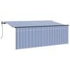 vidaXL Toldo Retr&aacute;til Azul e Branco 400 x 200 cm Poli&eacute;ster e Alum&iacute;nio
