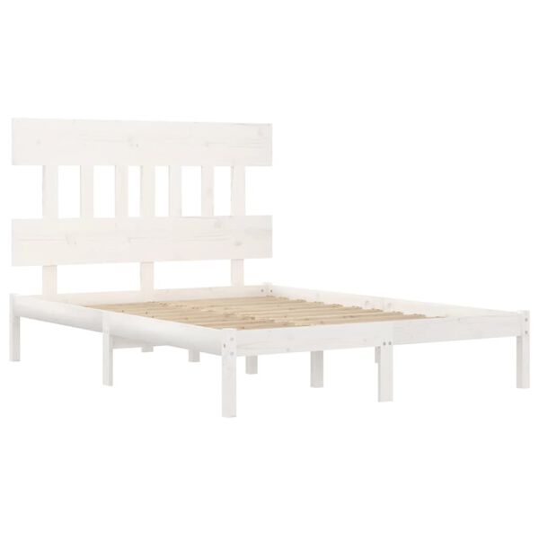 vidaXL Estrutura de cama 160x200 cm madeira maciça branco