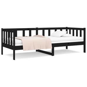 vidaXL Sof&aacute;-cama 80x200 cm madeira de pinho maci&ccedil;a preto