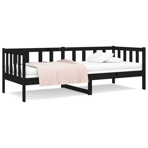 vidaXL Sof&aacute;-cama 80x200 cm madeira de pinho maci&ccedil;a preto