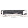 vidaXL 7 pcs conj. lounge de jardim c/ almofad&otilde;es pinho maci&ccedil;o branco