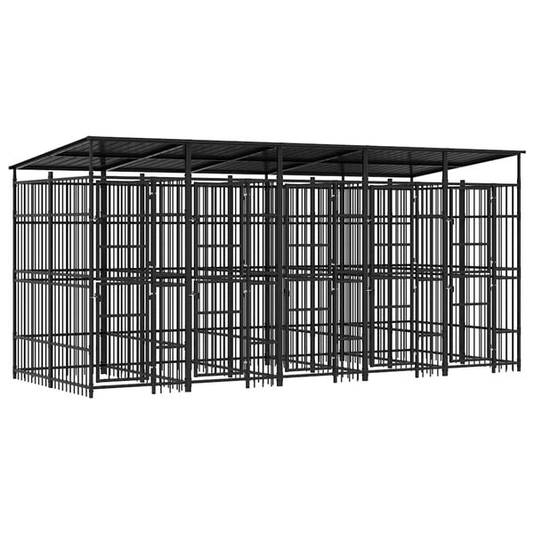 vidaXL Canil de exterior com telhado 9,22 m&sup2; a&ccedil;o