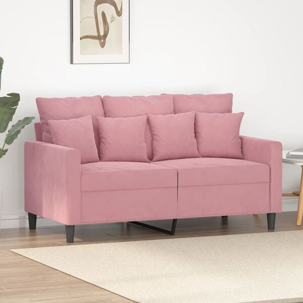 vidaXL Sof&aacute; de 2 lugares veludo 120 cm rosa