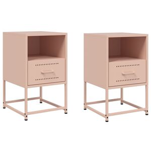 vidaXL Mesas de cabeceira 2 pcs 36x39x60,5 cm a&ccedil;o rosa