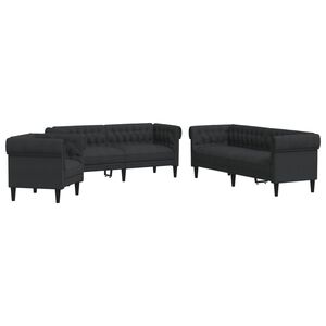 vidaXL 3 pcs conjunto de sof&aacute;s tecido preto
