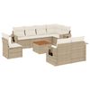 vidaXL 9 pcs conjunto de sof&aacute;s p/ jardim com almofad&otilde;es vime PE bege
