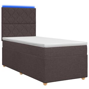 vidaXL Cama box spring com colch&atilde;o Marrom Escuro 90 x 190 cm Tecido