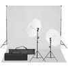 vidaXL Kit de est&uacute;dio fotogr&aacute;fico com conjunto de ilumina&ccedil;&atilde;o e fundo