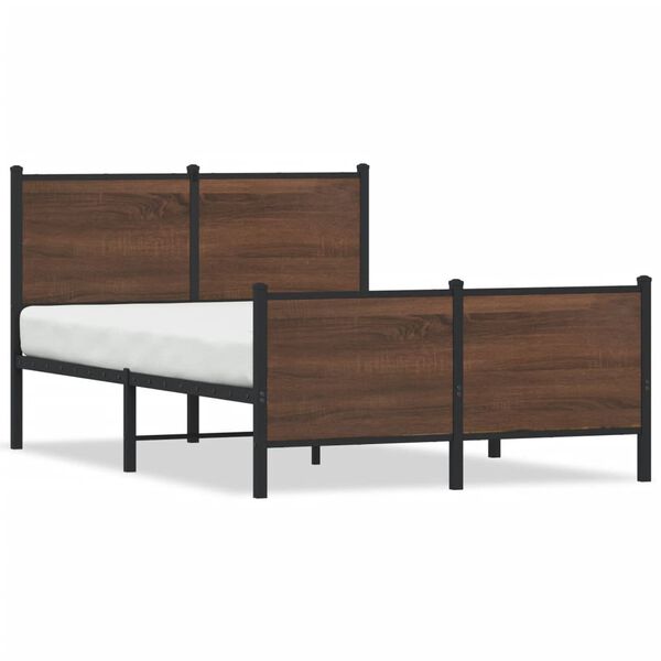 vidaXL Estrutura de cama sem colchão 137x190cm metal carvalho castanho