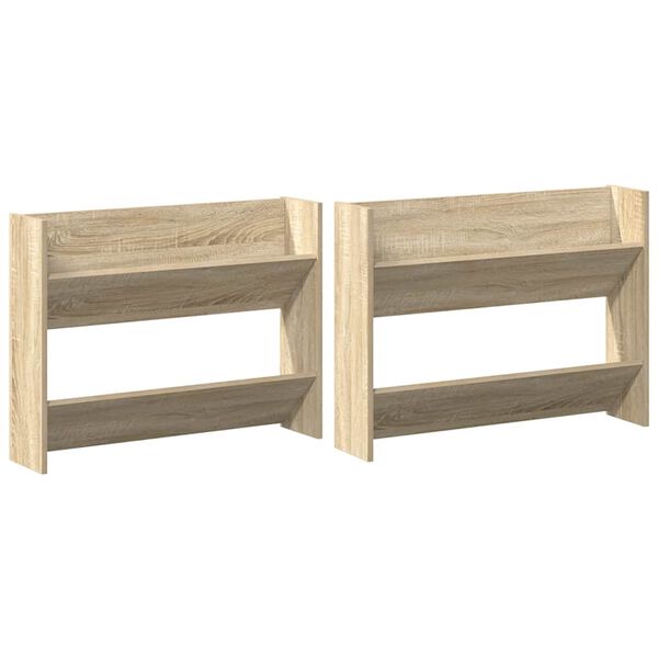 vidaXL Sapateiras de parede 2 pcs 80x18x60cm contrapl. carvalho sonoma