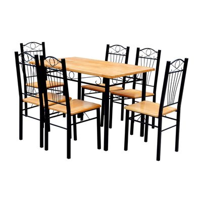 Mesa de jantar com 6 cadeiras de madeira clara