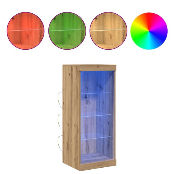 vidaXL Aparador LED Carvalho Artesanal 41 x 37 x 100 cm