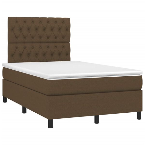 vidaXL Cama boxspring com colch&atilde;o 120x190 cm tecido castanho-escuro