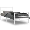 vidaXL Estrutura de cama com cabeceira e p&eacute;s 100x190 cm metal branco