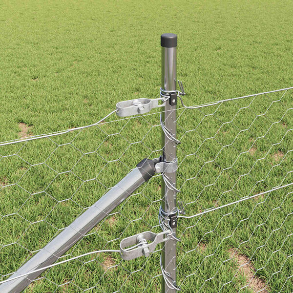 vidaXL Poste de Cerca Prateado 10 x 1 m (malha de 50 mm) A&ccedil;o