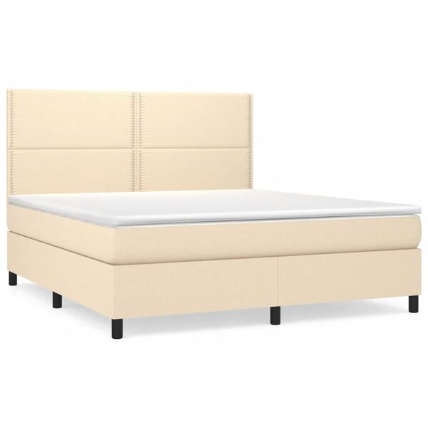 vidaXL Cama com molas/colch&atilde;o 180x200 cm tecido cor creme