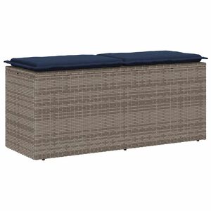 vidaXL Banco de jardim com almofad&atilde;o 110x40x44 cm vime PE cinzento