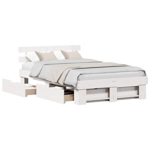 vidaXL Estrutura da Cama com cabeceira com gaveta Branco 135 x 190 cm