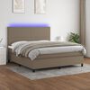 vidaXL Cama box spring colch&atilde;o/LED 180x200cm tecido cinza-acastanhado
