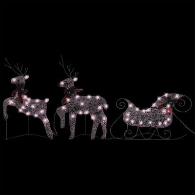 vidaXL Decoração de Natal renas/trenó de exterior 60 luzes LED dourado