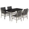 vidaXL 5 pcs conjunto de jantar p/ jardim c/ almofad&otilde;es cinzento claro