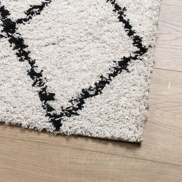vidaXL Tapete shaggy de pelo alto PAMPLONA 100x200 cm creme e preto