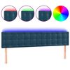 vidaXL Cabeceira de cama c/ luzes LED veludo 160x5x78/88cm azul-escuro