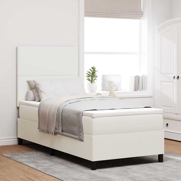 vidaXL Cama Box Creme e Branco 100 x 200 cm Tecido de Veludo Cotele