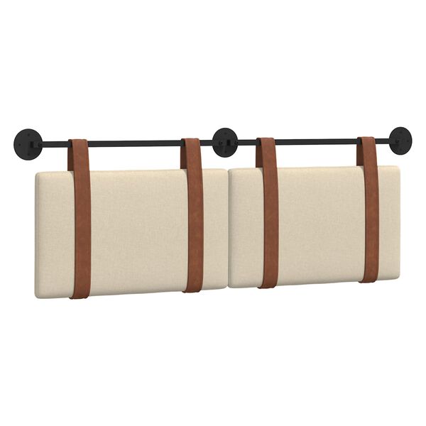 vidaXL Cabeceira Suspensa Liso Creme 130 x 55 x 5 cm PU Antigo