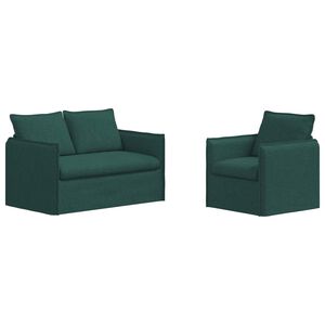 vidaXL Conjunto de Sof&aacute;s 2 unid. Verde-Escuro Tecido