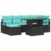 vidaXL Conjunto de Sof&aacute; de Jardim 7 unid. Preto e Verde-azulado
